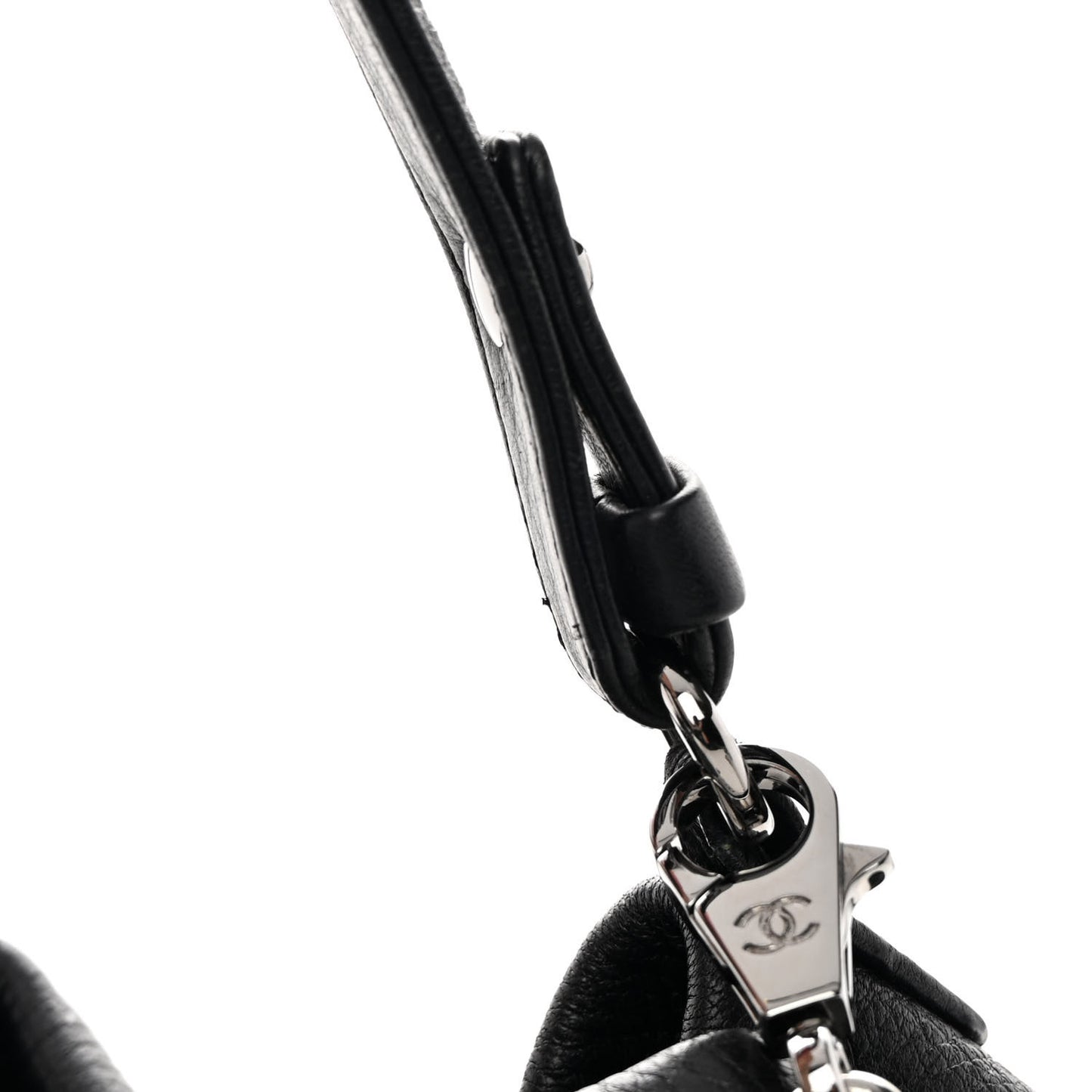 Deerskin Chevron Large CC Chain Bucket Drawstring Bag Black