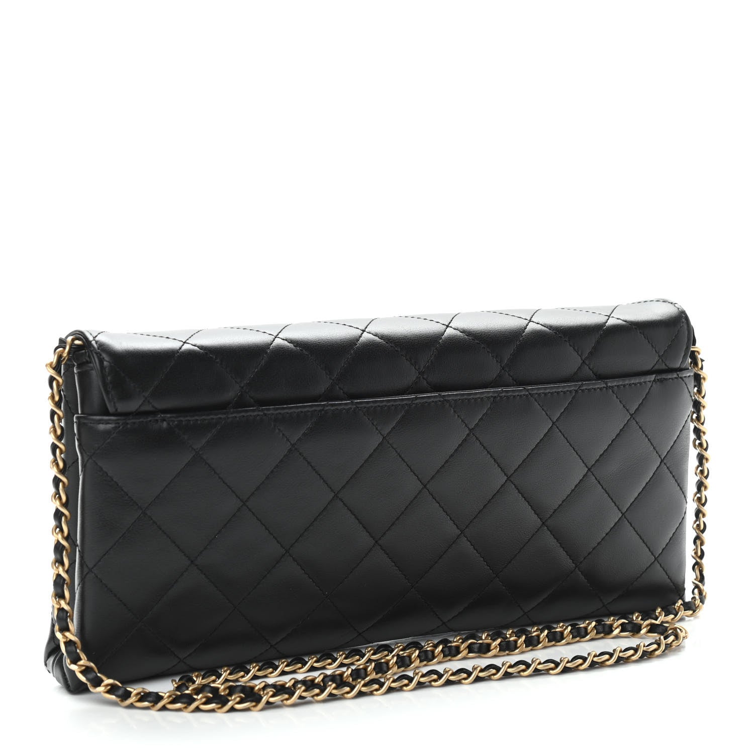 Chanel Calfskin Quilted Enchained Clutch Black 3 of 13