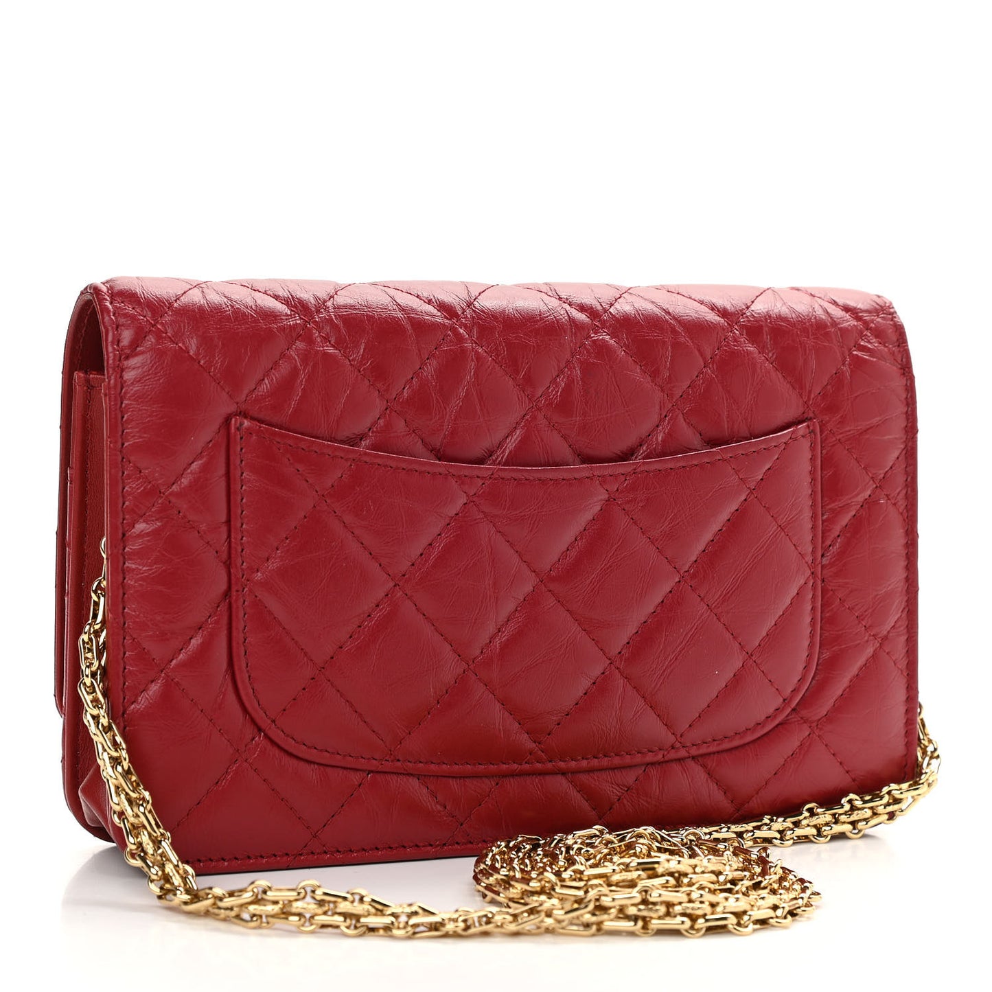 Aged Calfskin Quilted Reissue Wallet On Chain WOC Red