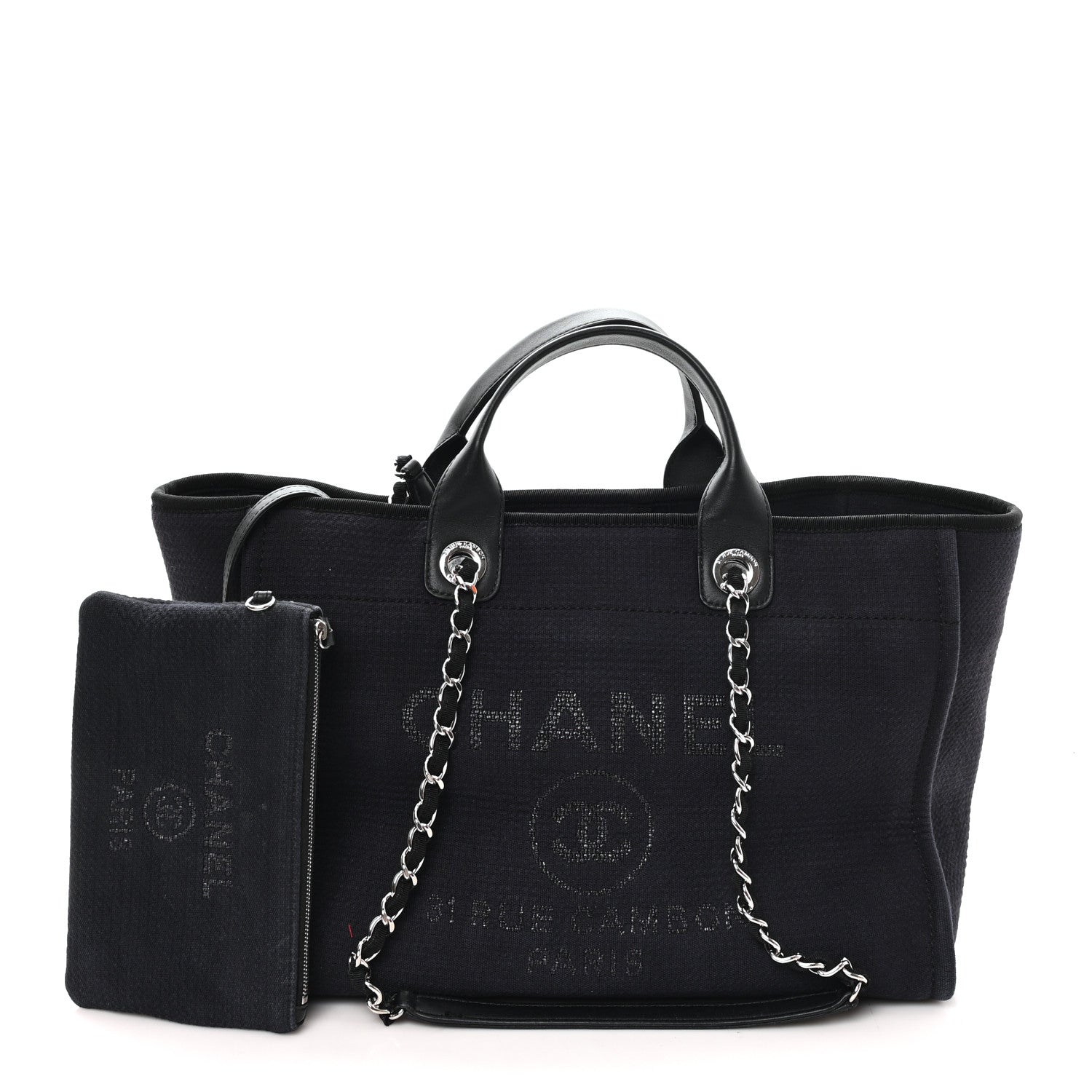 Chanel Mixed Fibers Medium Deauville Tote Navy Blue 3 of 12