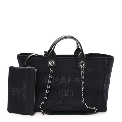 Chanel Mixed Fibers Medium Deauville Tote Navy Blue 3 of 12