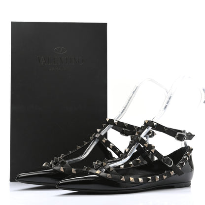 Valentino Garavani Patent Rockstud Cage Ballerina Flats 38 Black 11 of 11