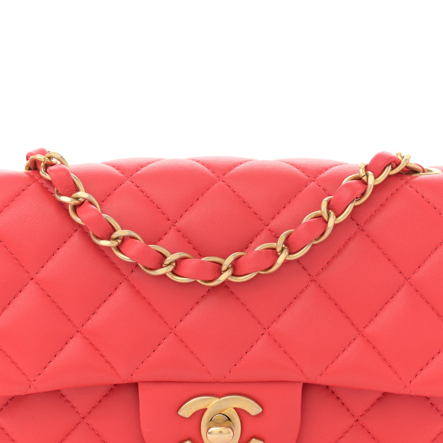 Lambskin Quilted Mini Rectangular Flap Red