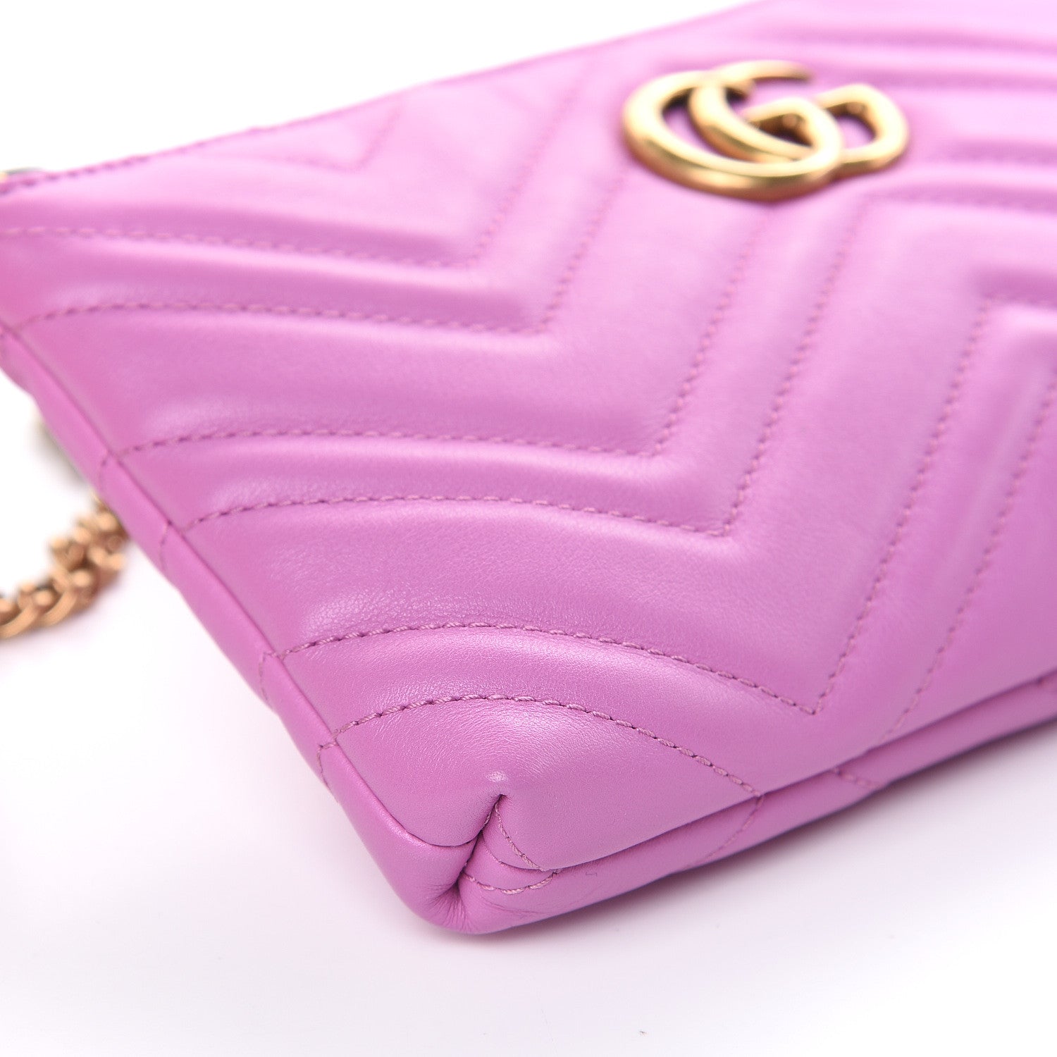 Gucci Calfskin Matelasse Mini GG Marmont Chain Bag Candy Mousse 8 of 10