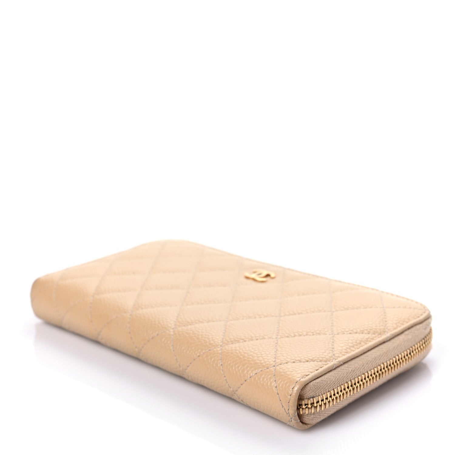 Chanel Iridescent Caviar Quilted Large Gusset Zip Around Wallet Beige Clair 8 of 8
