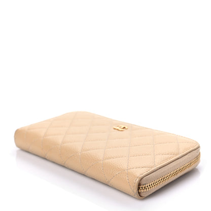 Chanel Iridescent Caviar Quilted Large Gusset Zip Around Wallet Beige Clair 8 of 8