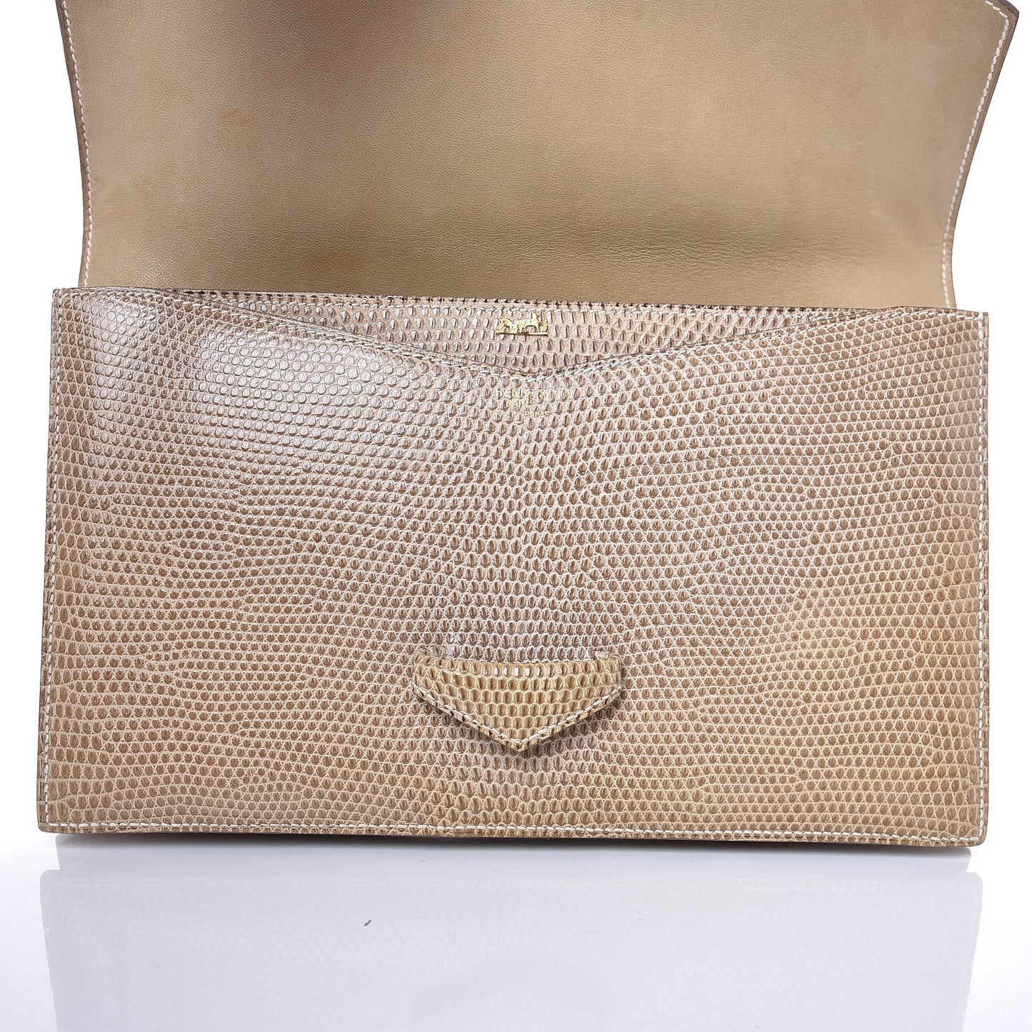Lizard Pan Clutch Ficelle