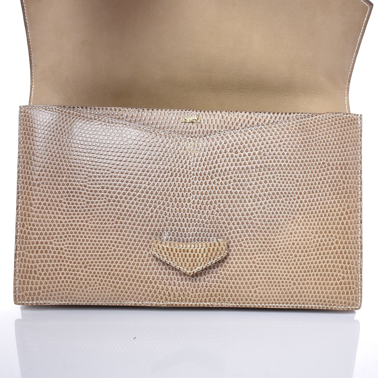Hermes Lizard Pan Clutch Ficelle 11 of 12
