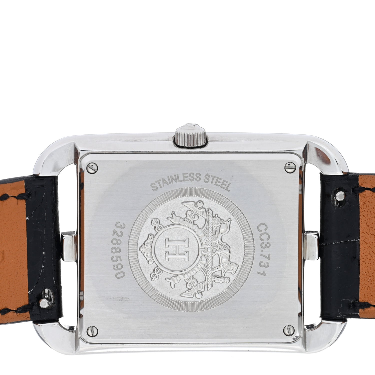 Hermes Stainless Steel Alligator Diamond Bezel Mother of Pearl 29mm Cape Cod Quartz Watch Noir 4 of 5