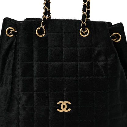 Chanel Pony Hair Stitched Chocolate Bar Shopping Tote Black 9 of 11