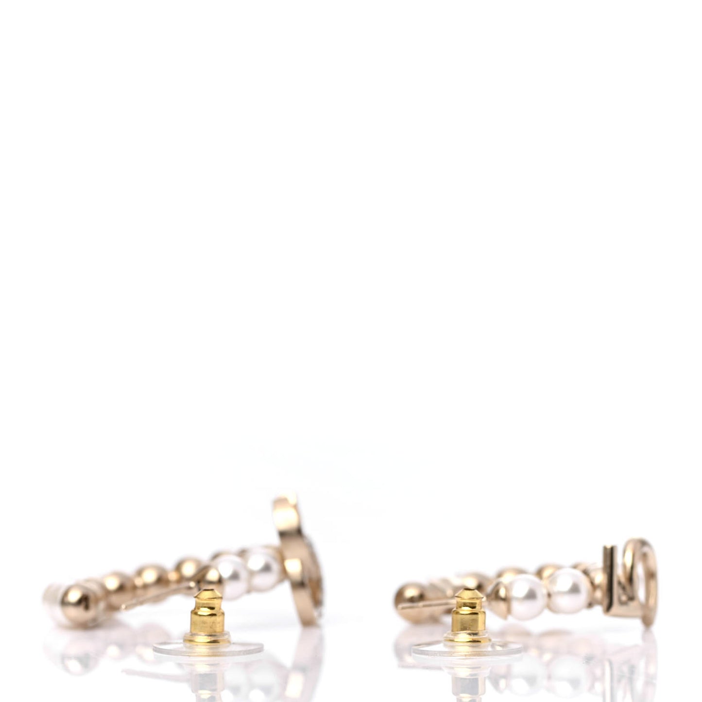 Crystal Pearl CC No 5 Hoop Drop Earring Gold