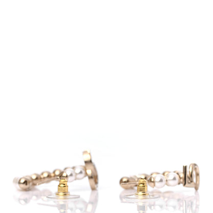 Chanel Crystal Pearl CC No 5 Hoop Drop Earring Gold 3 of 4