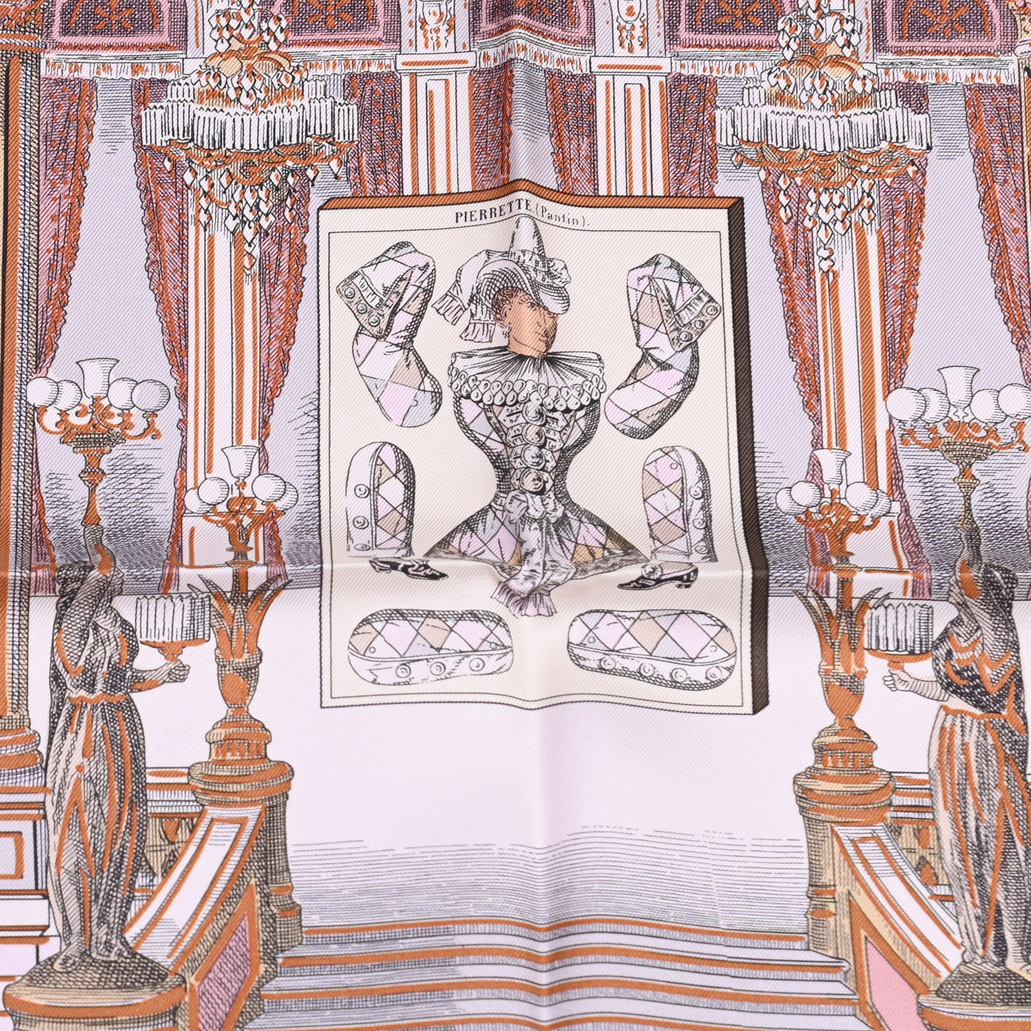 Hermes Silk Grand Theatre Nouveau Scarf 90 Rose Pale Etoupe 3 of 5