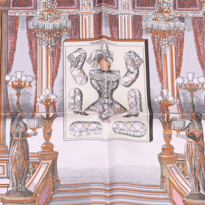 Hermes Silk Grand Theatre Nouveau Scarf 90 Rose Pale Etoupe 3 of 5
