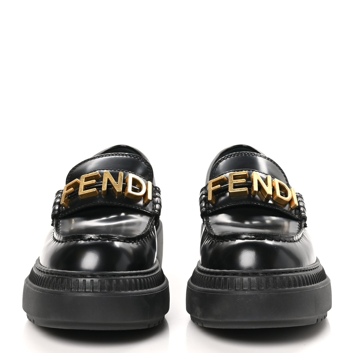 Vitello Abrasivato Fendigraphy 50mm Loafers 38.5 Black