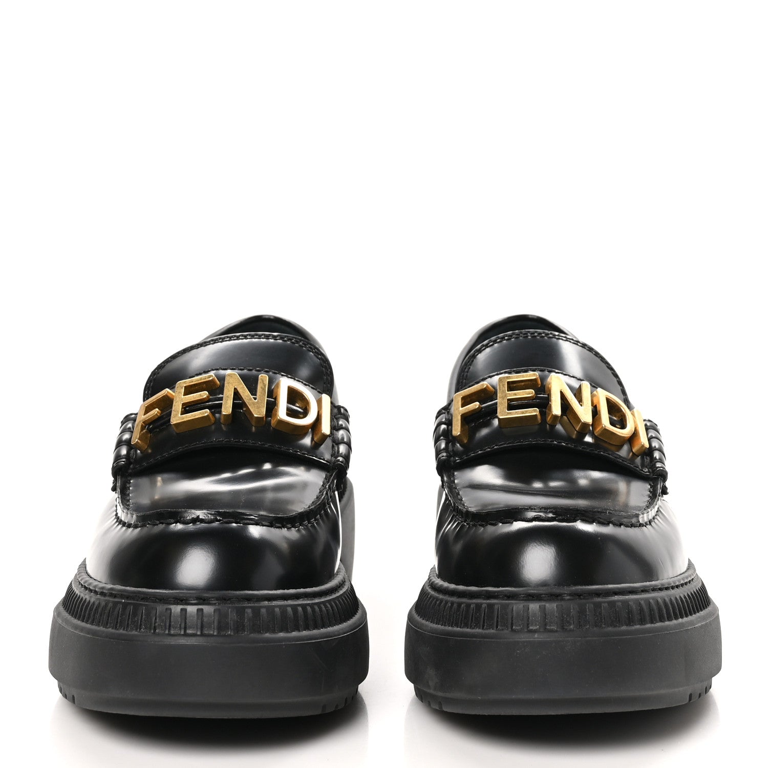 Fendi Vitello Abrasivato Fendigraphy 50mm Loafers 38.5 Black 2 of 12