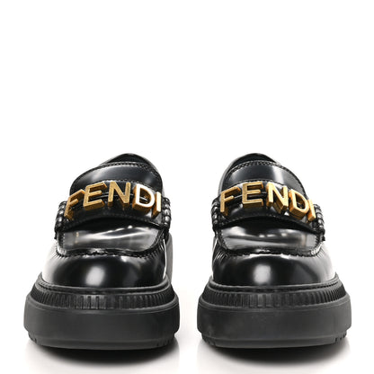 Fendi Vitello Abrasivato Fendigraphy 50mm Loafers 38.5 Black 2 of 12