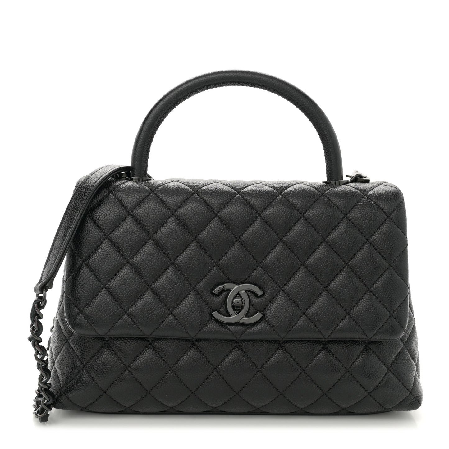 Caviar Quilted Small Coco Handle Flap So Black