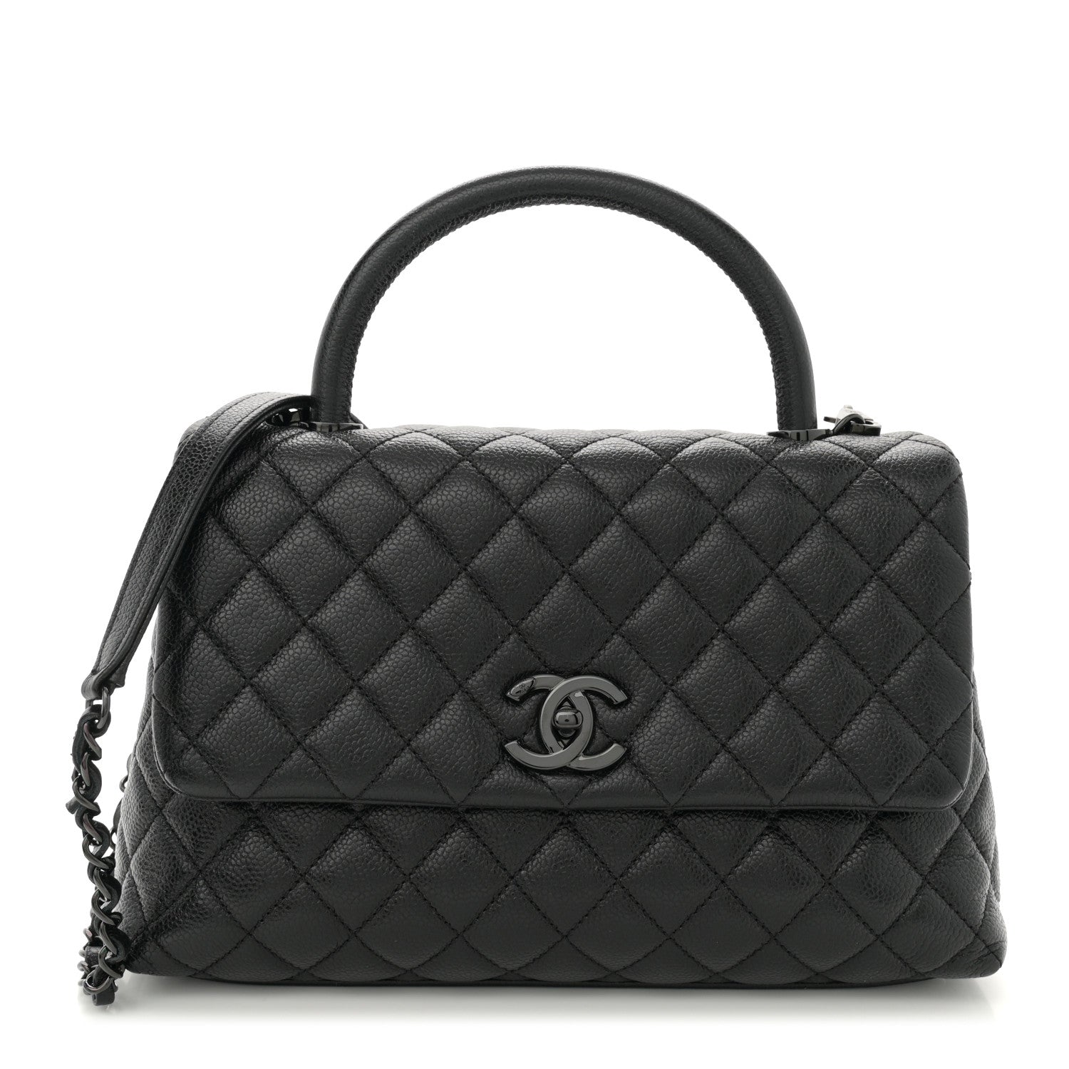 Chanel Caviar Quilted Small Coco Handle Flap So Black 1 of 11