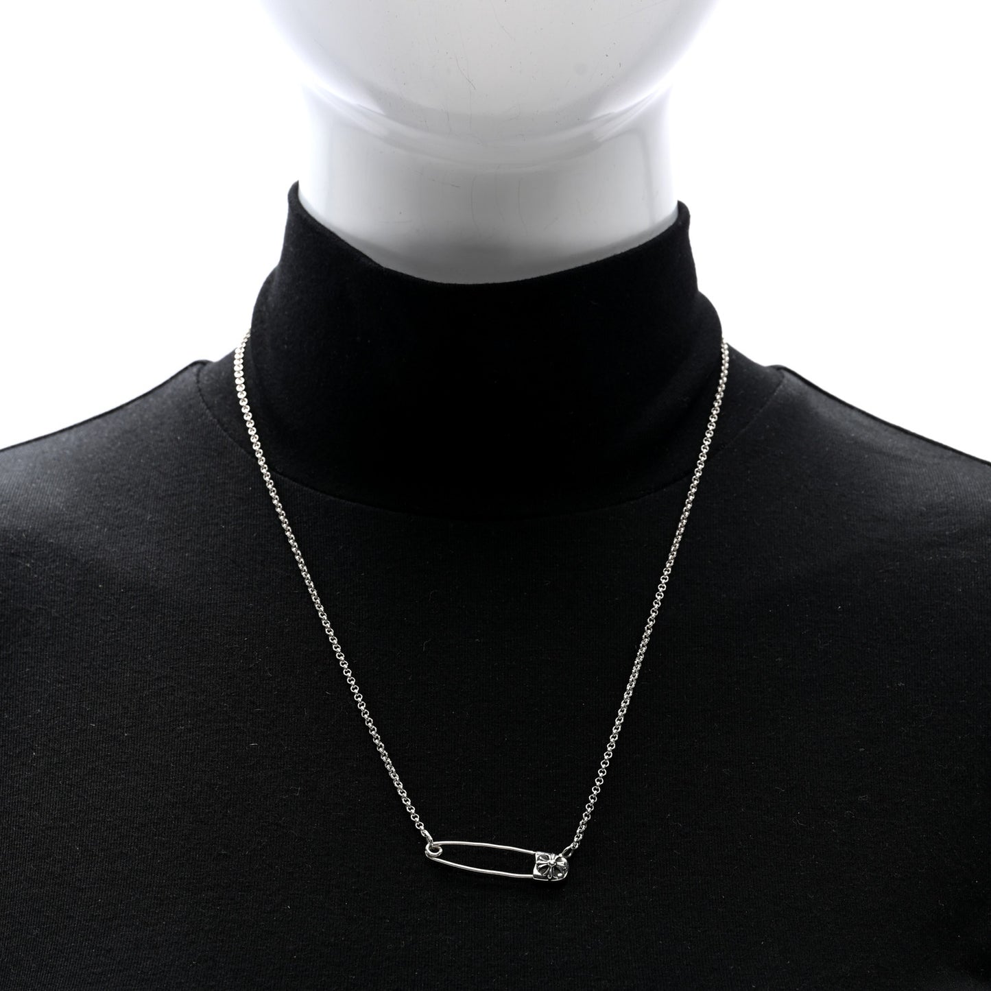Sterling Silver Safety Pin Pendant Necklace