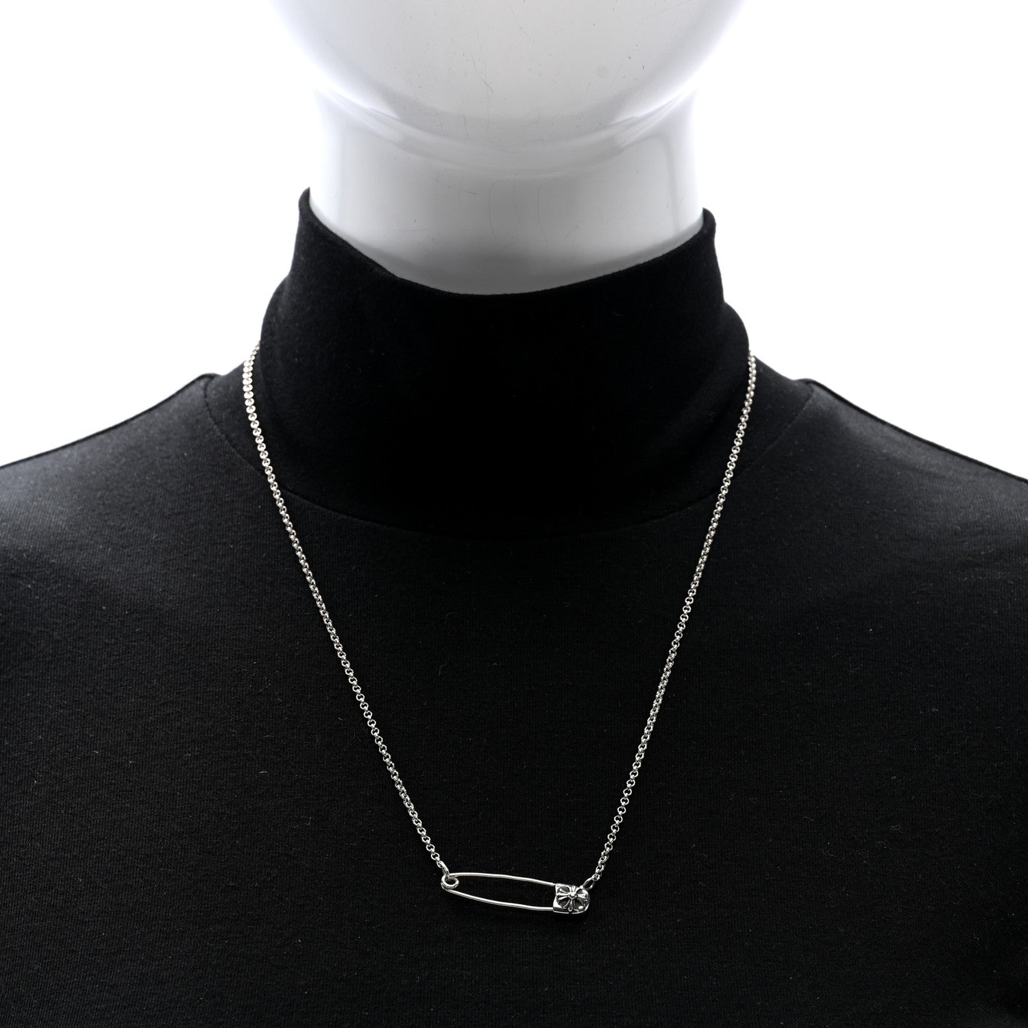 Chrome Hearts Sterling Silver Safety Pin Pendant Necklace 3 of 4