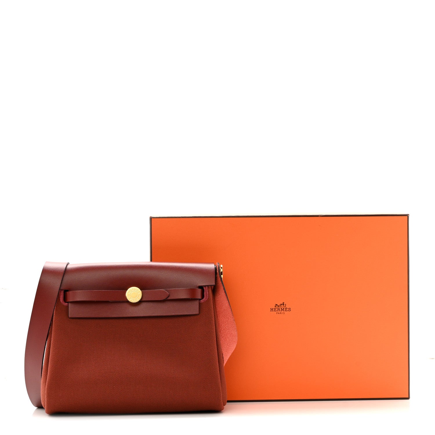 Hermes Military Toile Vache Hunter Herbag Zip Retourne 20 Rouge H 12 of 12