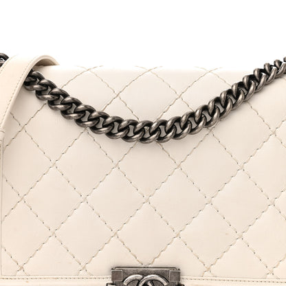 Chanel Calfskin Double Stitch New Medium Boy Flap White 8 of 20