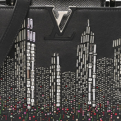 Louis Vuitton Calfskin Karung Beaded 57th Street NYC Skyline Capucines BB Black 7 of 10
