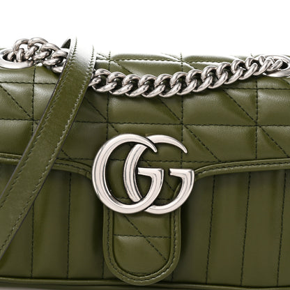 Gucci Calfskin Matelasse Aria Mini GG Marmont Shoulder Bag Military Wood 8 of 10