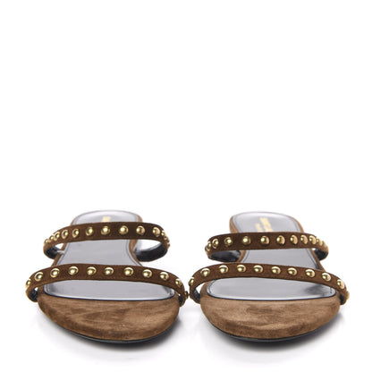 Saint Laurent Suede Studded Sandals 40 Brown 2 of 8