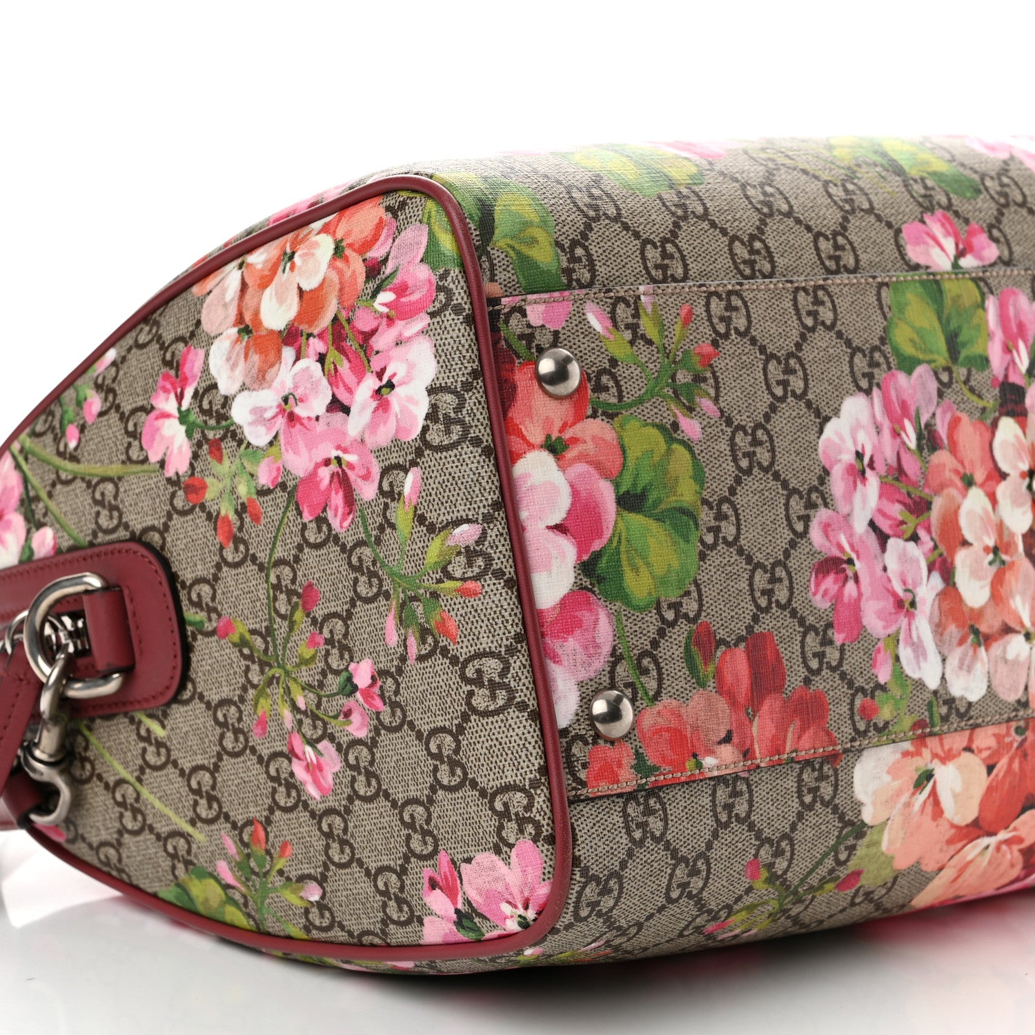 Gucci GG Supreme Monogram Blooms Medium Boston Beige Multicolor Dry Rose 9 of 11