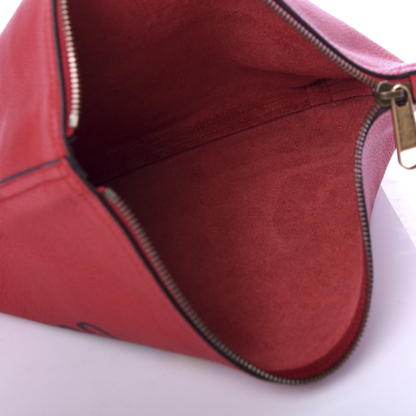 Pebbled Calfskin Medium Logo Portfolio Clutch Hibiscus Red