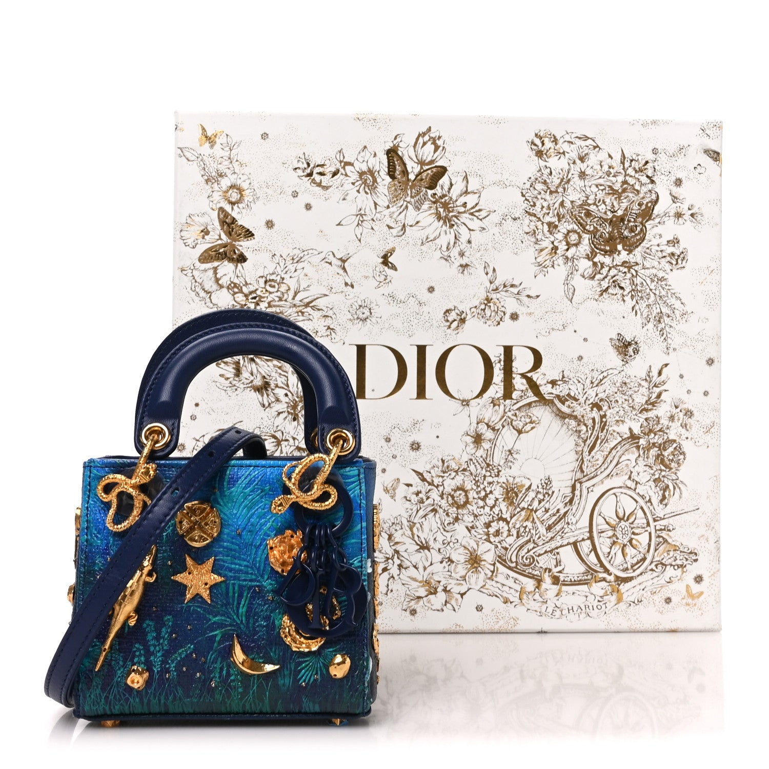 Christian Dior X LINA IRIS VIKTOR Calfskin Embellished Micro Lady Dior Art Blue Multicolor 9 of 9