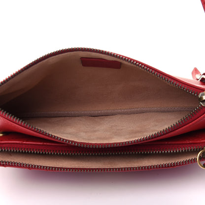 Gucci Calfskin Matelasse Small GG Marmont Double Zip Shoulder Bag Hibiscus Red 3 of 4