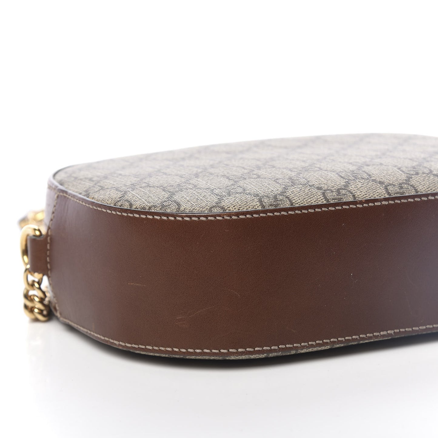 GG Supreme Monogram Cuoio Toscano Mini Chain Shoulder Bag Beige Ebony Cuir