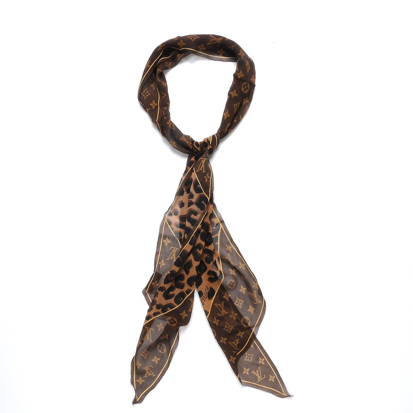 Silk Crepe Leopard Monogram Scarf