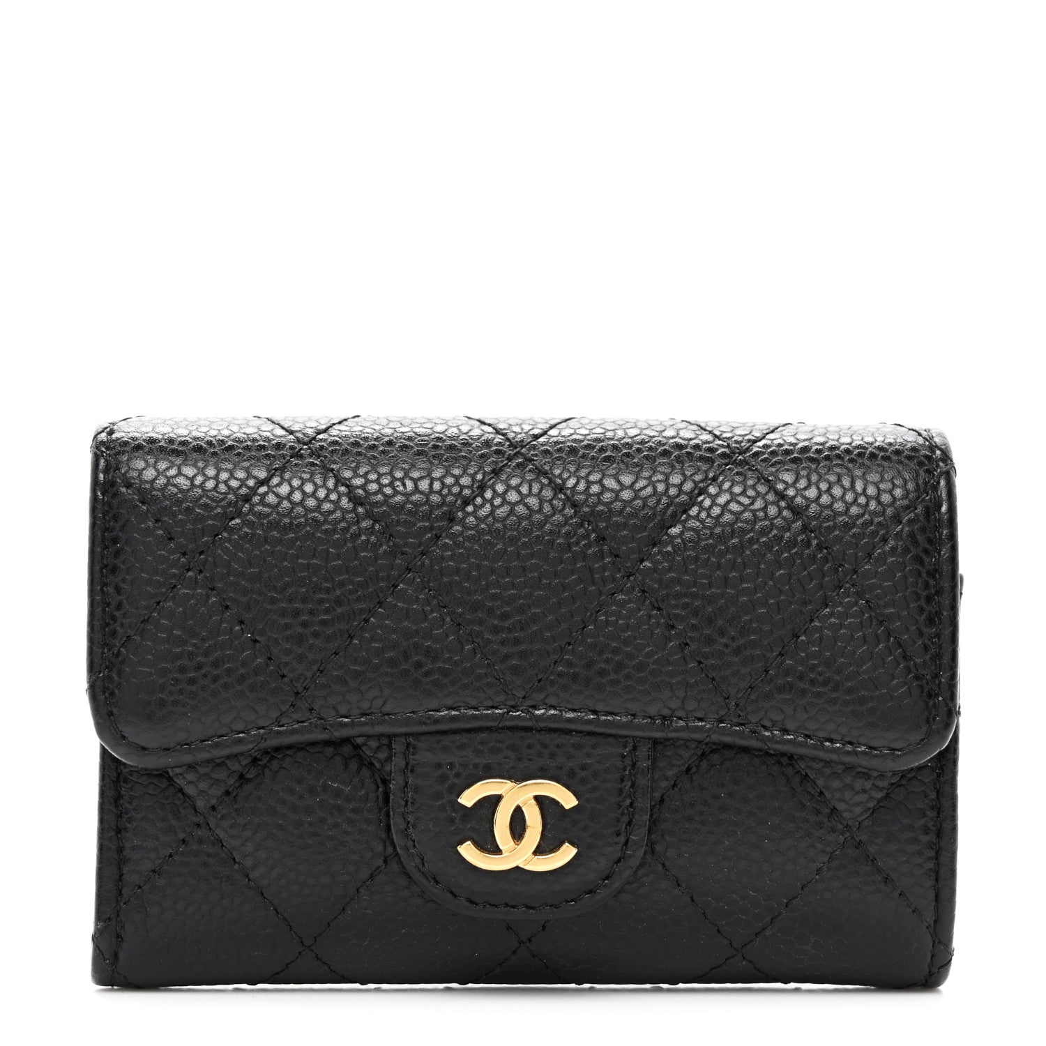 Chanel Caviar Quilted Flap Card Holder Wallet Black 1 of 9