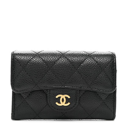 Chanel Caviar Quilted Flap Card Holder Wallet Black 1 of 9