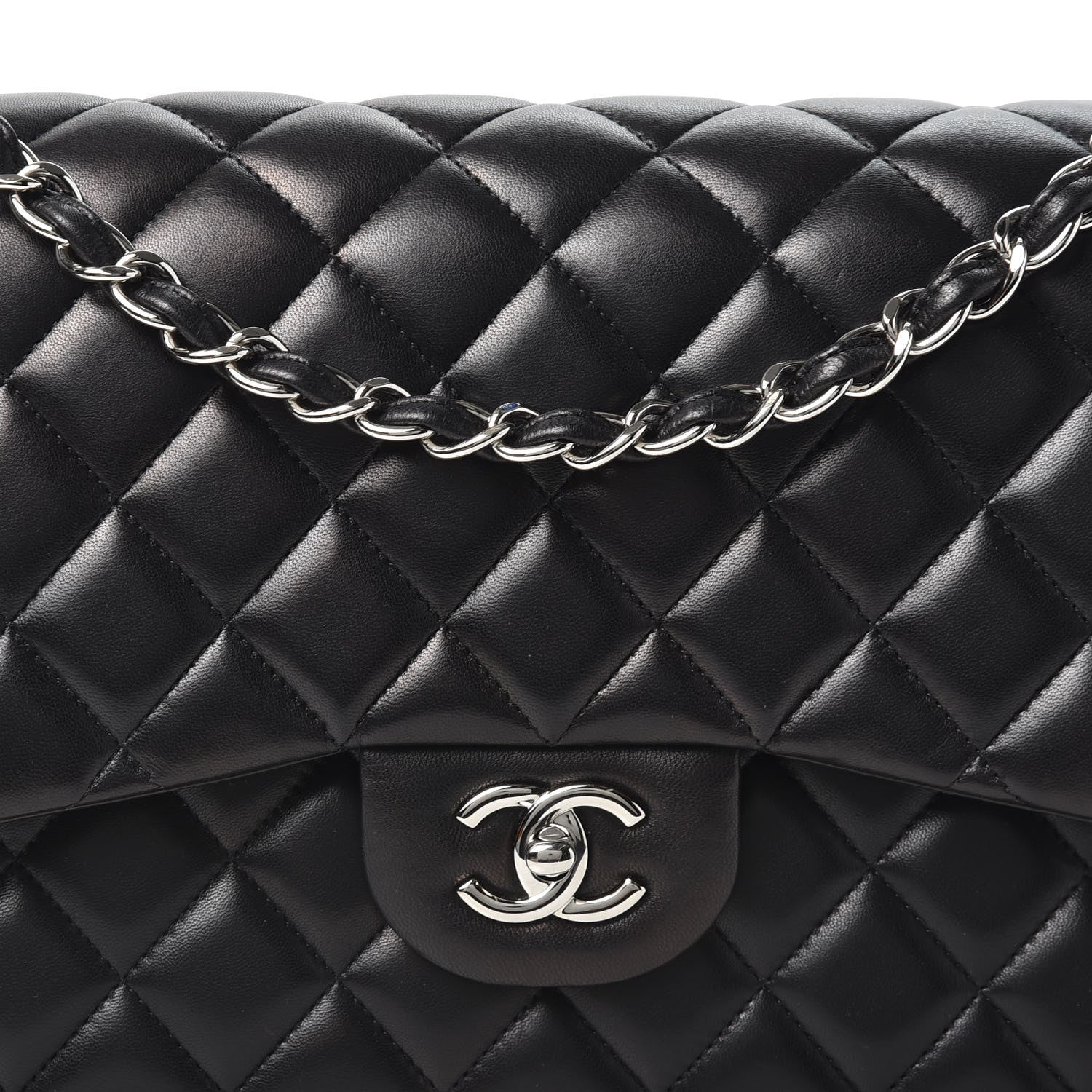Chanel Lambskin Quilted Jumbo Double Flap Black 9 of 10