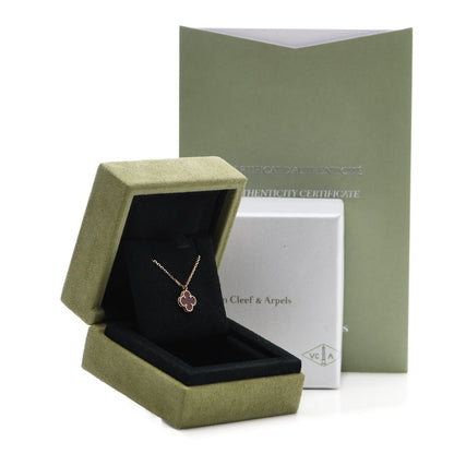 Van Cleef & Arpels 18K Rose Gold Carnelian Sweet Alhambra Pendant Necklace 5 of 5