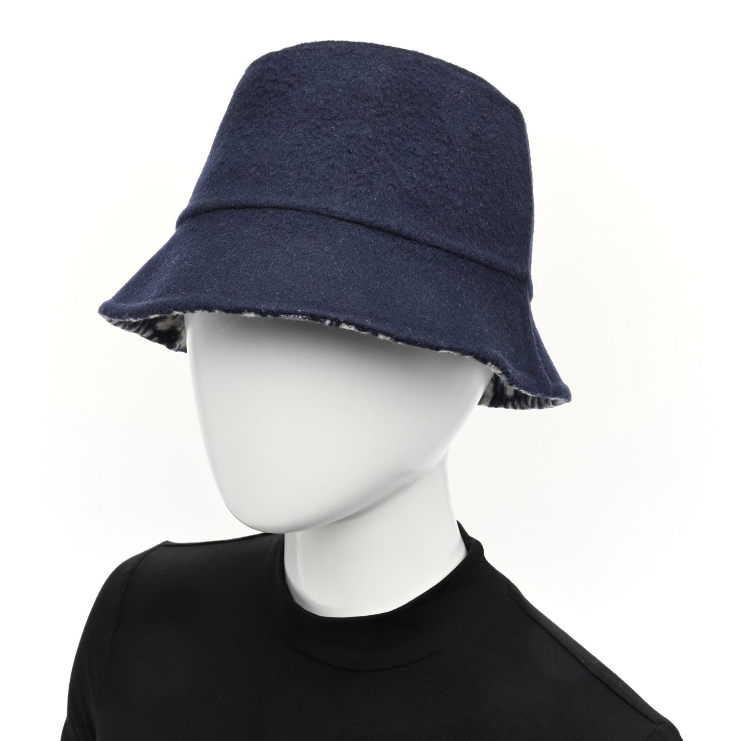 Wool Oblique Jacquard Bucket Hat Blue