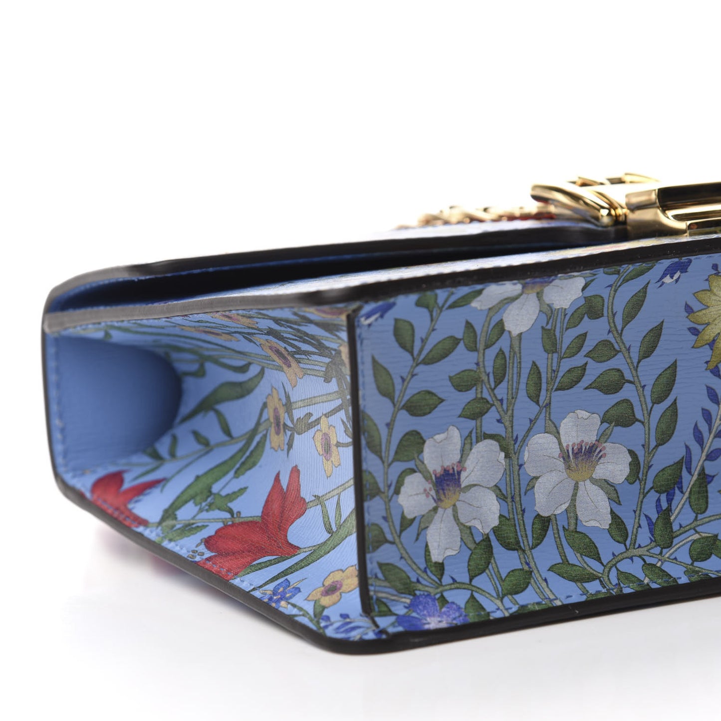 Shangai Calfskin Web New Flora Small Sylvie Shoulder Bag Azure