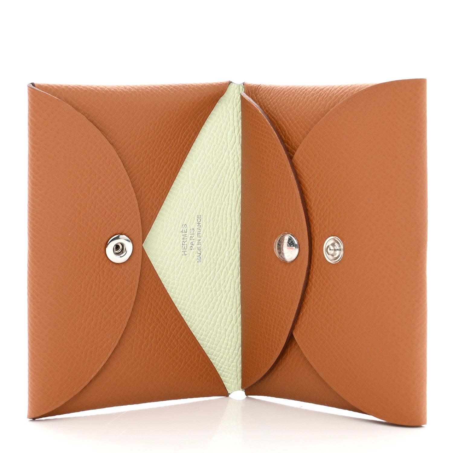 Hermes Epsom Verso Calvi Duo Card Case Gold Vert Fizz 5 of 8