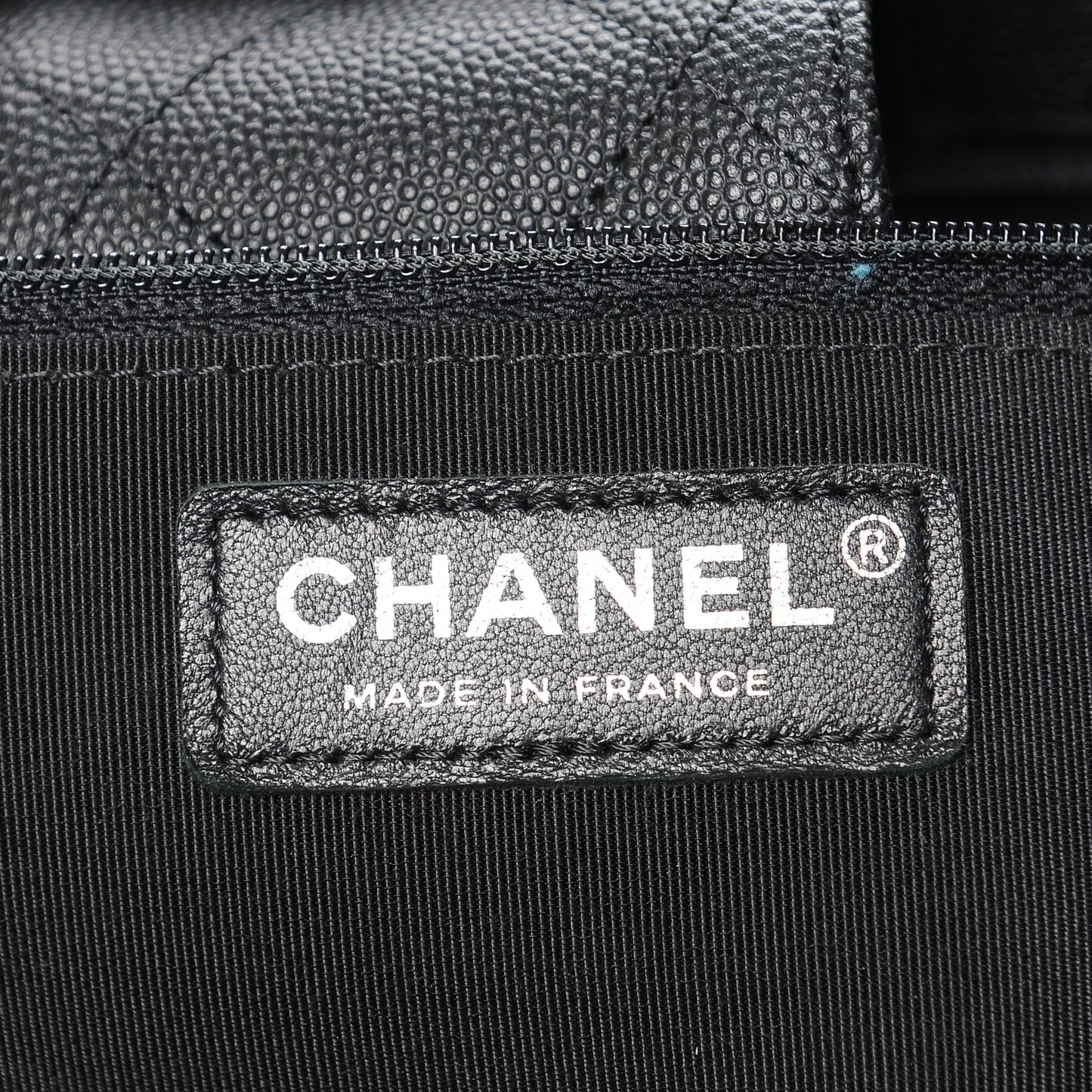 Calfskin Quilted Large CC Shopping Tote Black