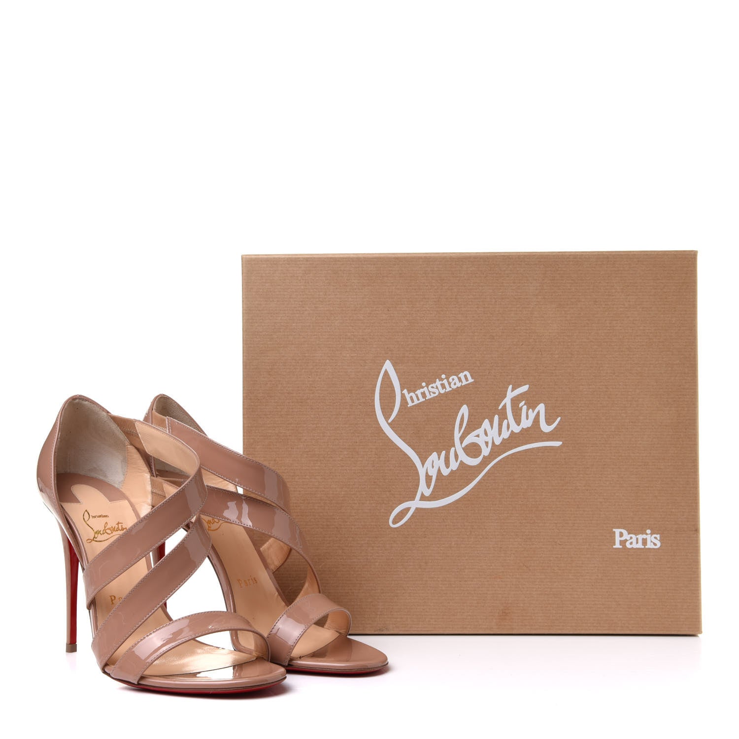 Christian Louboutin Patent World Copine 100 Sandals 38 Nude 8 of 8