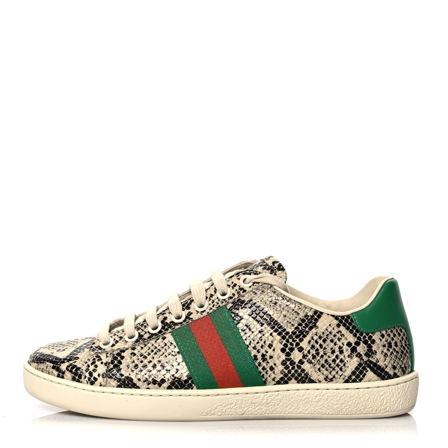 Calfskin Web Python Print Womens Ace Sneakers 37 Beige Avana New Shamarock