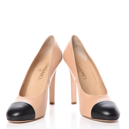 Chanel Lambskin Cap Toe Pumps 40 Beige Black 5 of 15