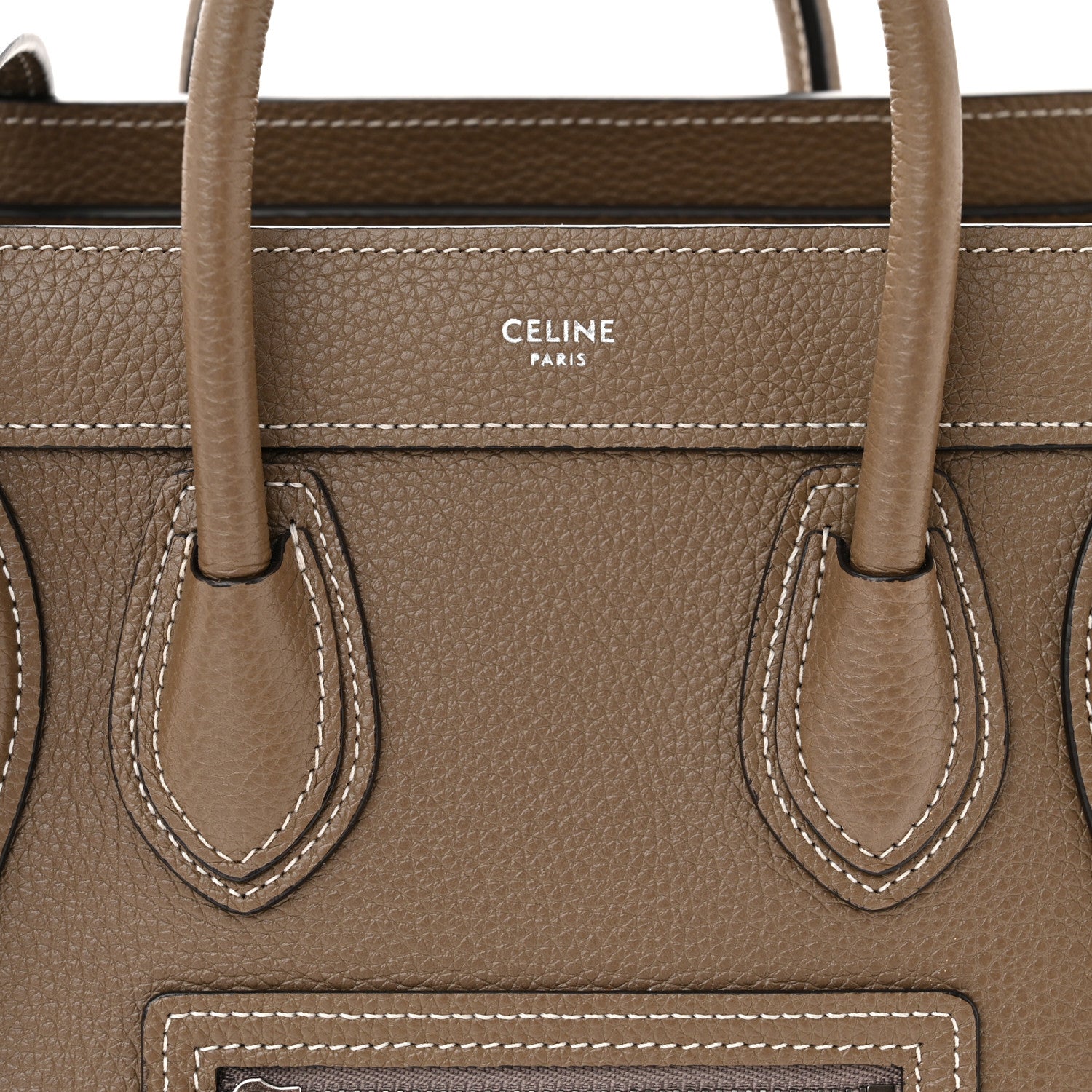Celine Drummed Calfskin Nano Luggage Souris 9 of 11
