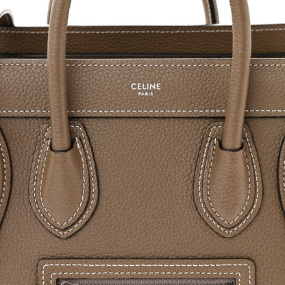 Celine Drummed Calfskin Nano Luggage Souris 9 of 11