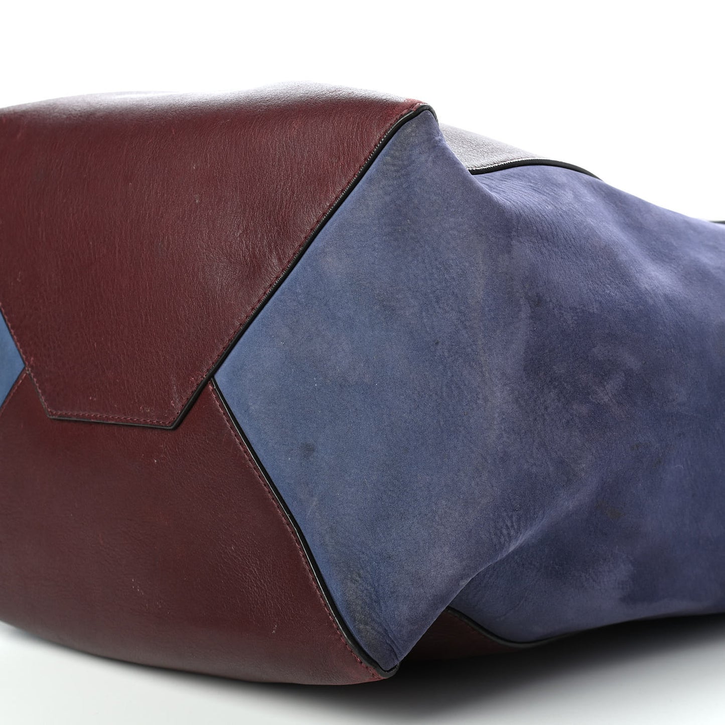 Calfskin Suede Large Phantom Luggage Cabas Burgundy Blue